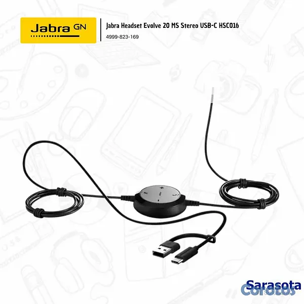 accesorios para electronica - Jabra HeadSet Evolve 20 MS Stereo USB-C HSC016 499 3