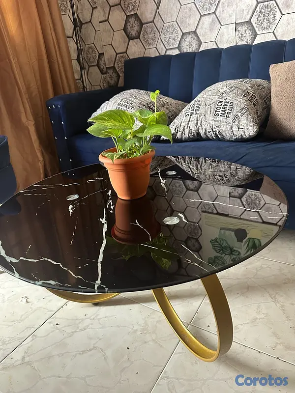 muebles y colchones - mesa de centro redonda de mármol  2