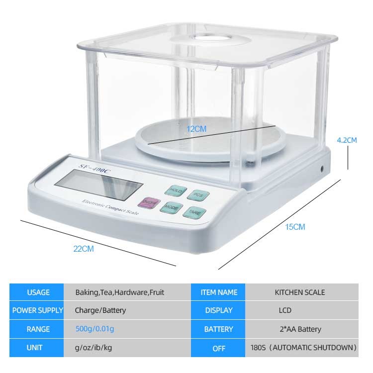 equipos profesionales - Balanzas Digital Báscula electrónica peso portátil de laboratorio con parabrisas 3