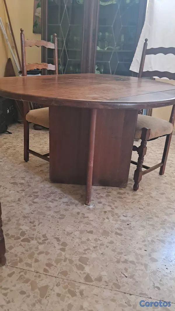 muebles y colchones - comedor redondo de caoba centenaria 2