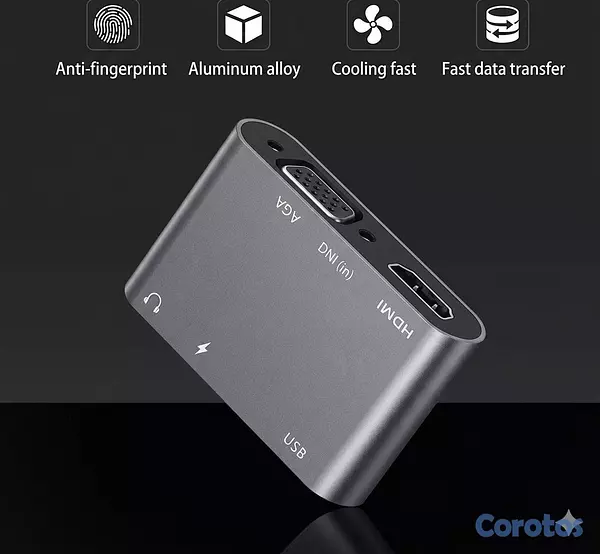 accesorios para electronica - Convertidor USB Tipo C 5 en 1 a HDMI VGA USB y Aud 2