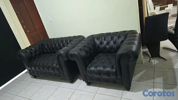 muebles y colchones - Juego de sofá en piel genuina  2