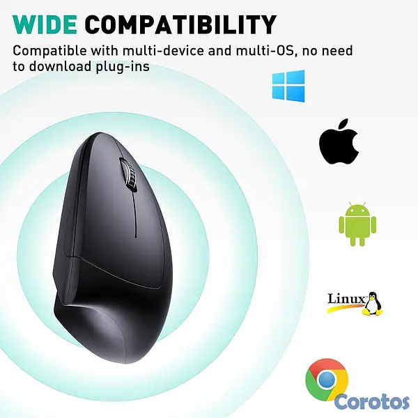 computadoras y laptops - Mouse vertical ergonómico inalámbrico recargable  2