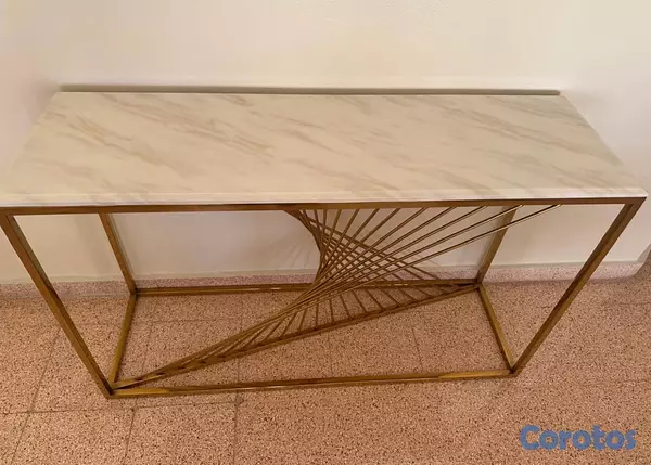 decoración y accesorios - Repisa topa mármol con base metálica dorada  2