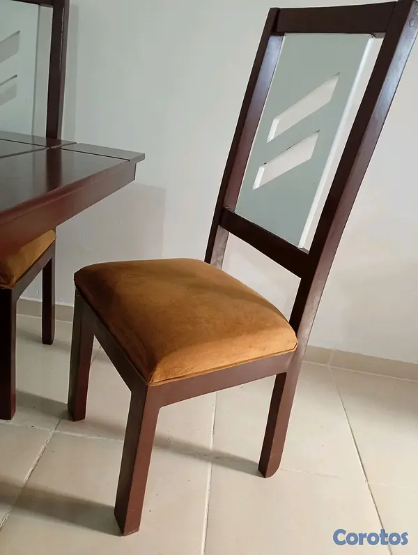 muebles y colchones - Mesa de comedor de pino tratado de 6 sillas  5