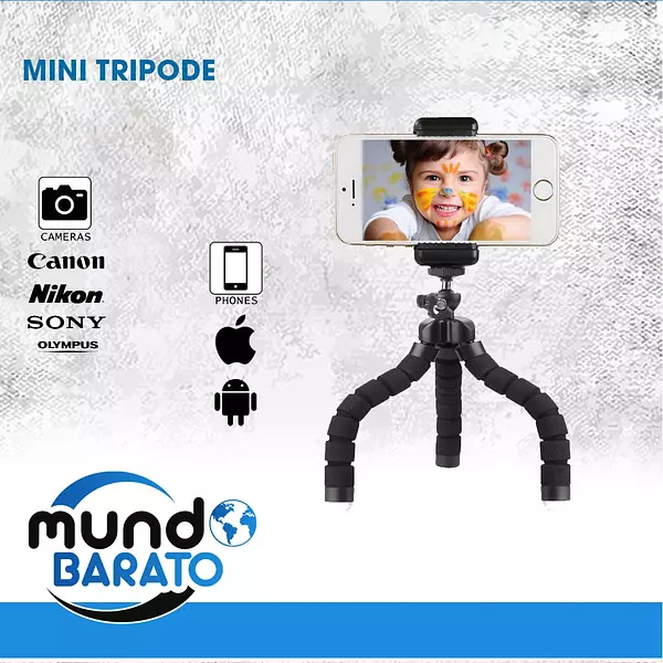 accesorios para electronica - TRÍPODE MINI FLEXIBLE UNIVERSAL PARA CELULARES, AJUSTABLE, ROTACIÓN 360 GRADO 2