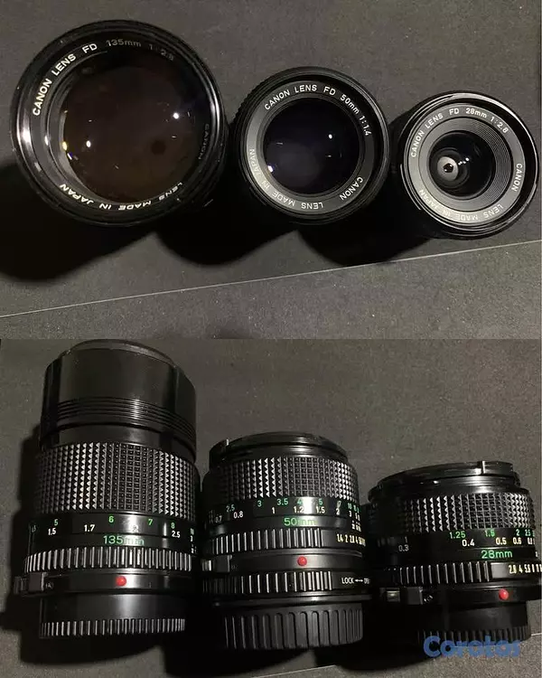 camaras y audio - KIT 3 LENTES CANON FD - 28mm 50mm y 135mm 1