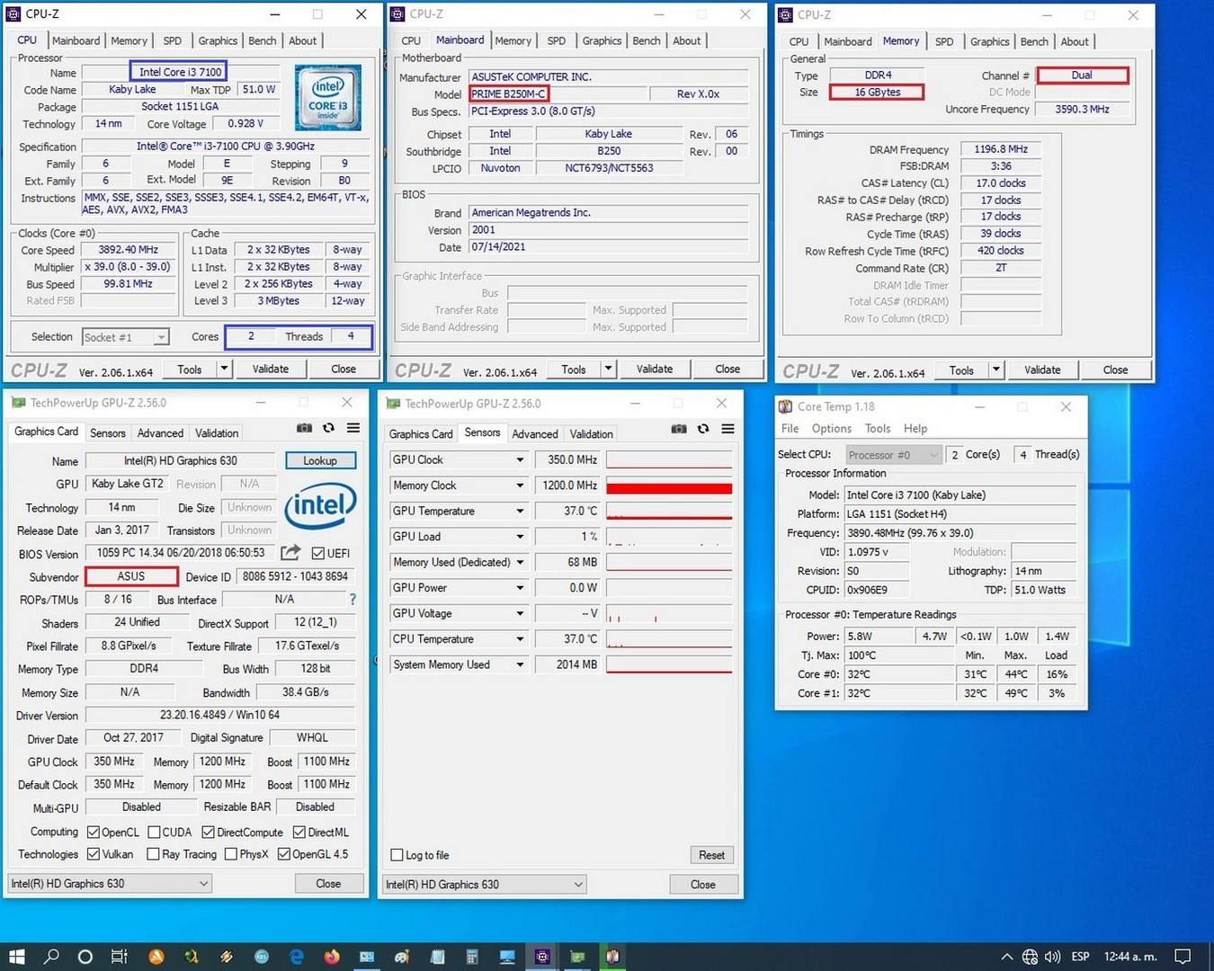 computadoras y laptops - Procesador Intel core i3-7100 3.90GHz Socket 1151 5