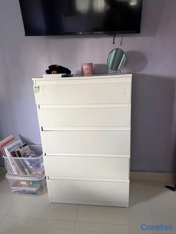 muebles y colchones - Cama Full y Gavetero blanco 6