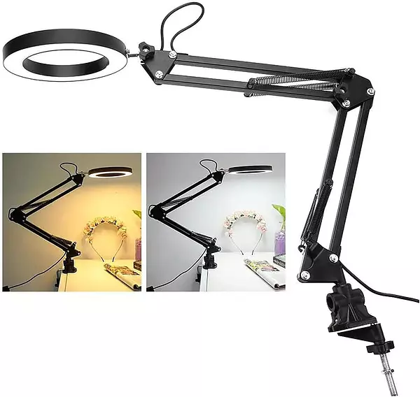 accesorios para electronica - Lámpara de escritorio con base y clip, regulable flexible de bajo consumo 2