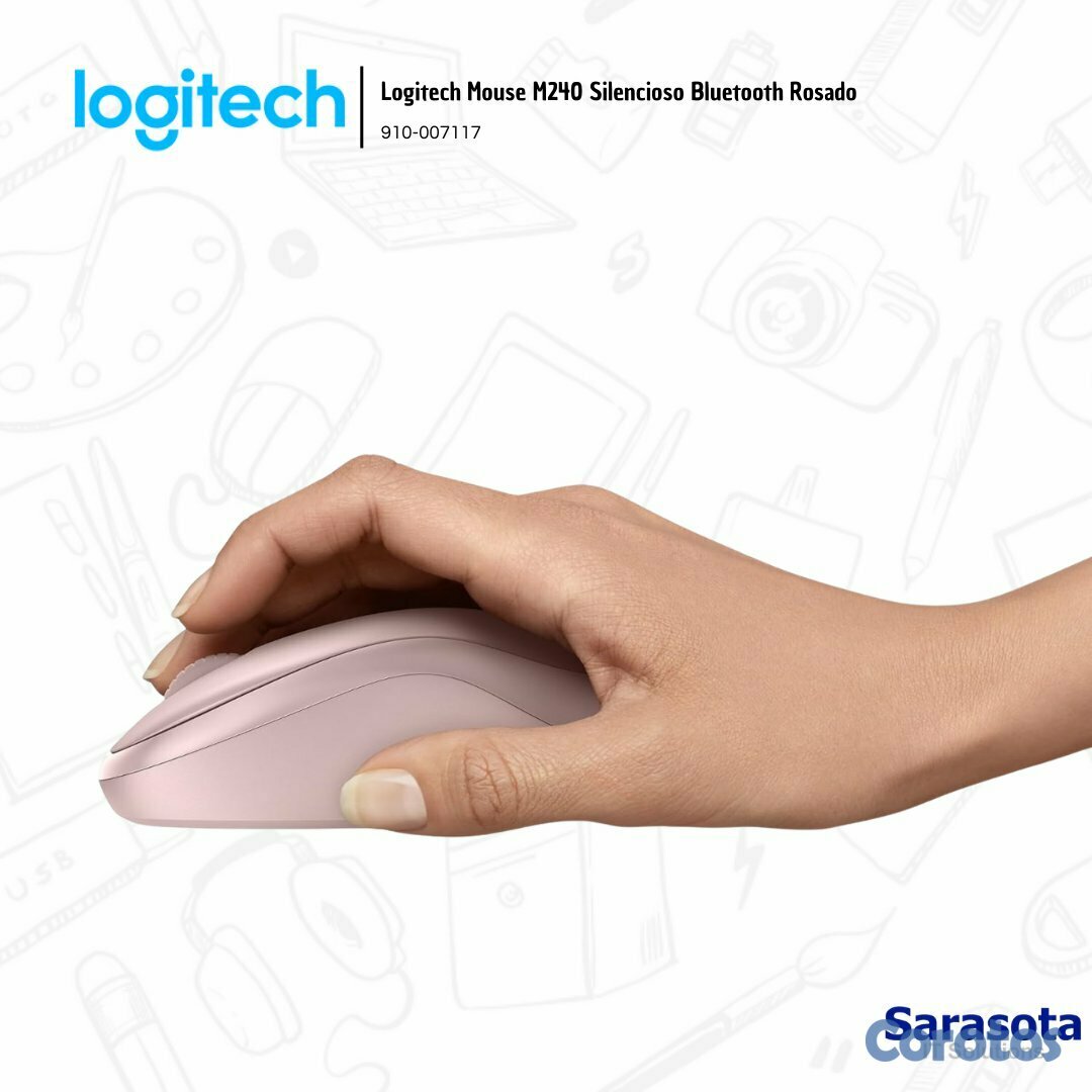 accesorios para electronica - Logitech Mouse M240 Silencioso Bluetooth Rosado (9 3