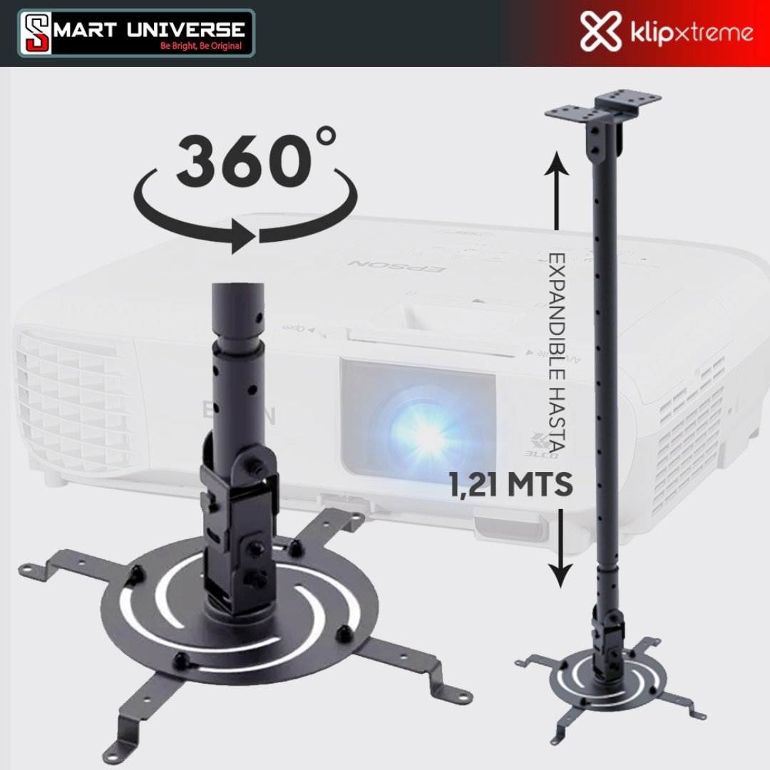 computadoras y laptops - SOPORTE PARA PROYECTOR KLIPX NEGRA DE TECHO DESDE 850MM HASTA 1215MM,  0