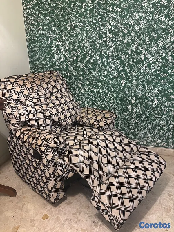 muebles y colchones - Sillón en tela con estampado blanco con negro 2