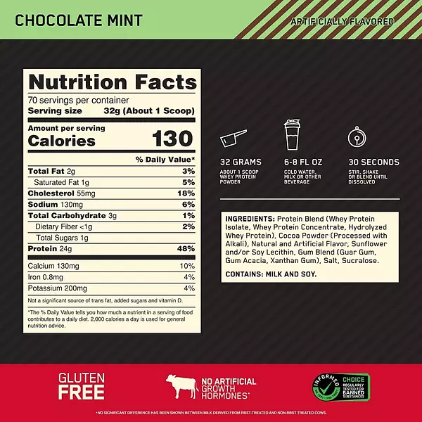 Salud y Equipamiento Médico - Proteina Whey Menta 5 Lb Optimun 2