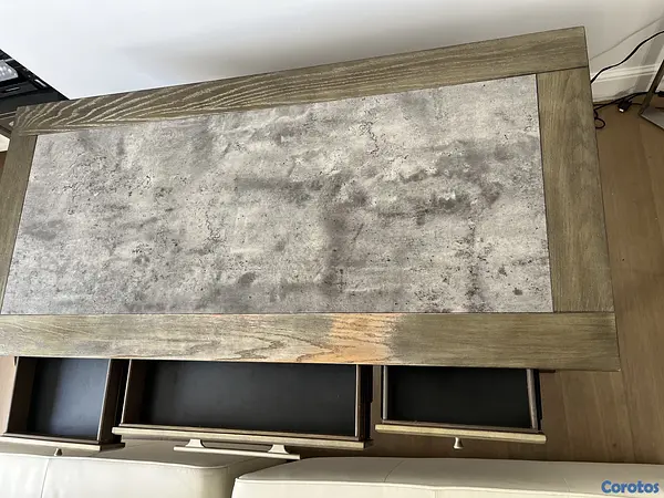 muebles y colchones - Vendo hermoso escritorio de madera con piedra. 2