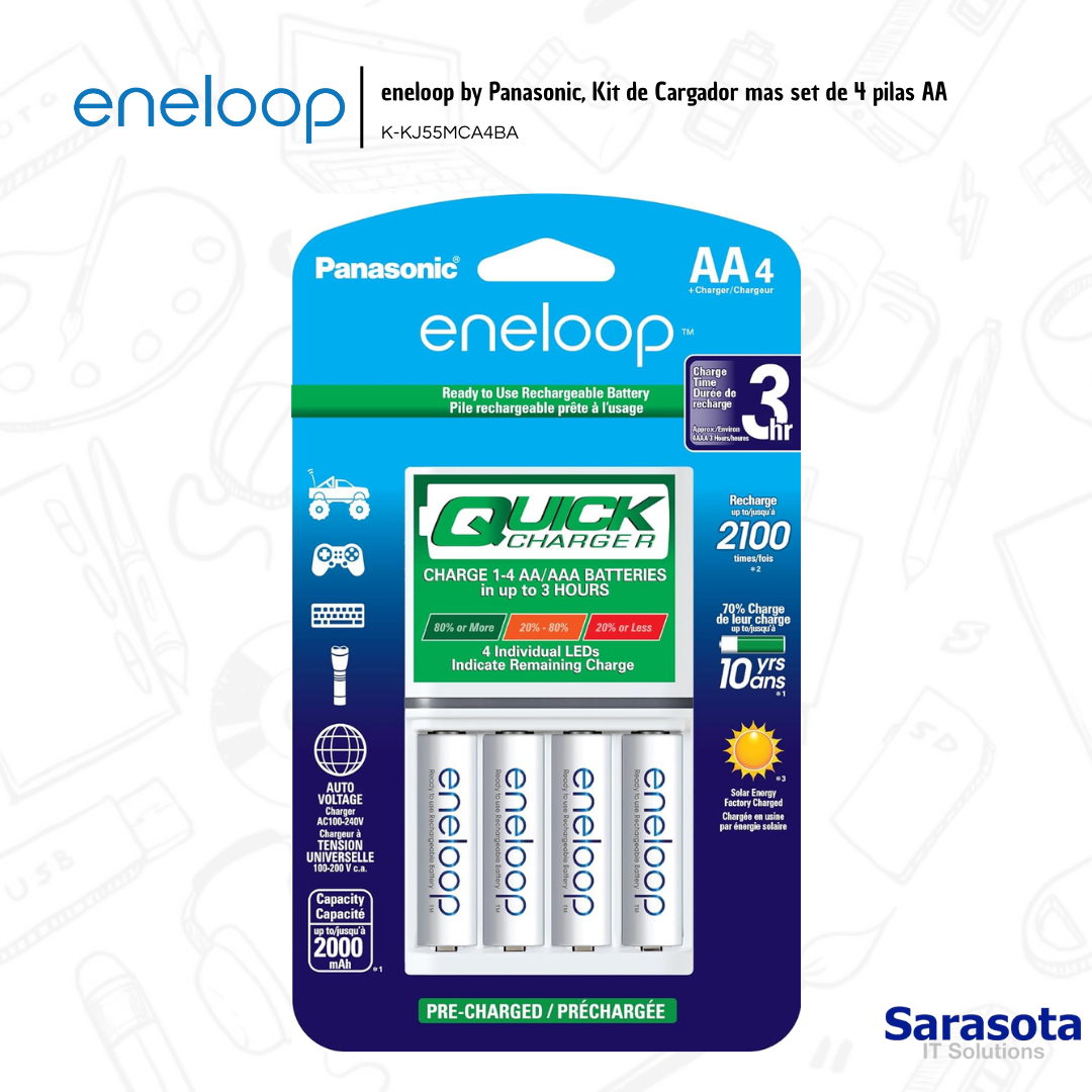 accesorios para electronica - eneloop by Panasonic, Kit de Cargador más set de 4 2
