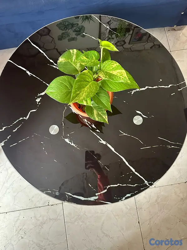 muebles y colchones - mesa de centro redonda de mármol  3