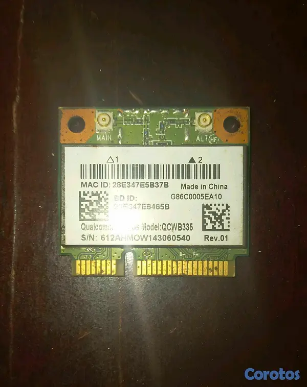 computadoras y laptops - Tarjeta Wi-Fi Qualcomm Atheros QCWB335 para laptop – Wi-Fi + Bluetooth 3