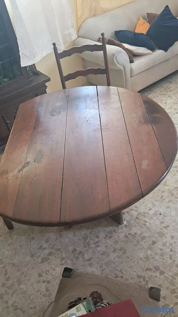 muebles y colchones - comedor redondo de caoba centenaria 3
