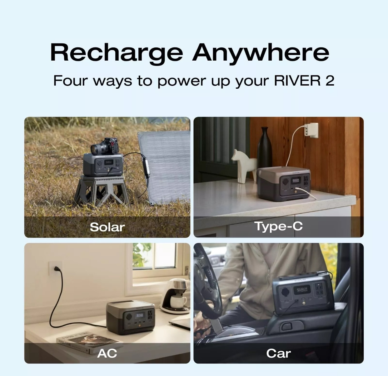 electrodomesticos - EcoFlow RIVER 2 Portable Power Station 256Wh Generator LFP  4