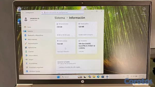 computadoras y laptops - HP ProBook 440 G8 i5 11va Gen 16GB SSD 4