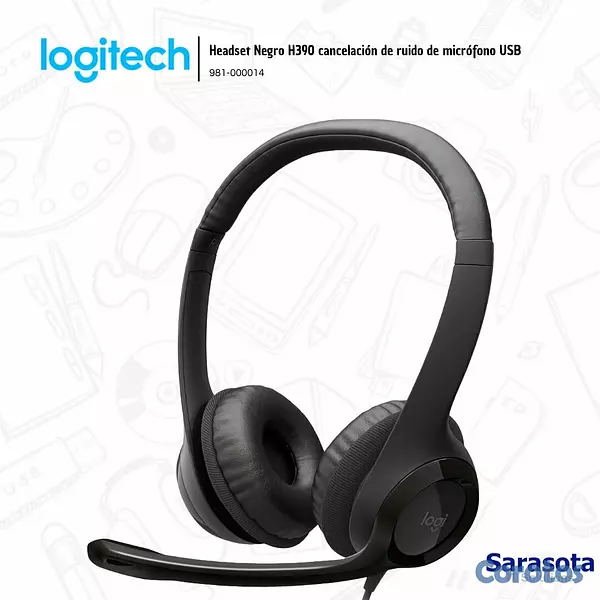 camaras y audio - Logitech Audífono H390 con micrófono USB Negro (98 3
